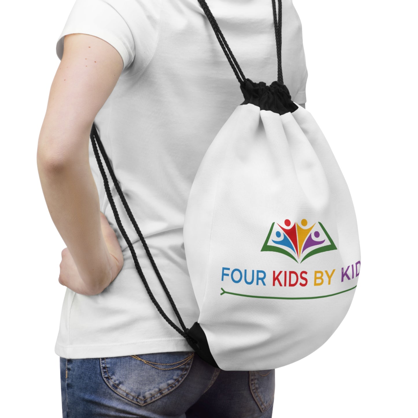 Drawstring Bag — Four Kids By Kids Logo Backpack: Colorful Kids’ School & Activity Gym Sack